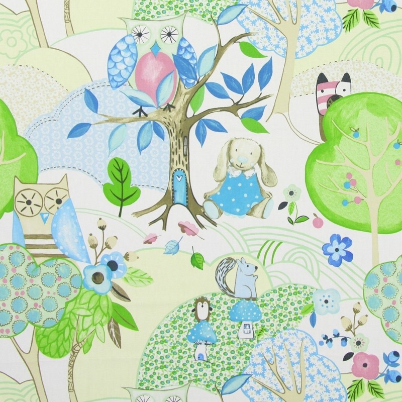 Woodland Friends Sky Fabric by Prestigious Textiles