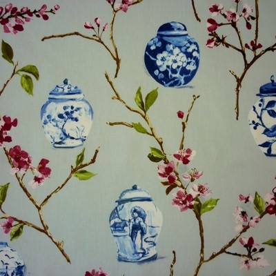 Ginger Jars Azure Fabric by Prestigious Textiles