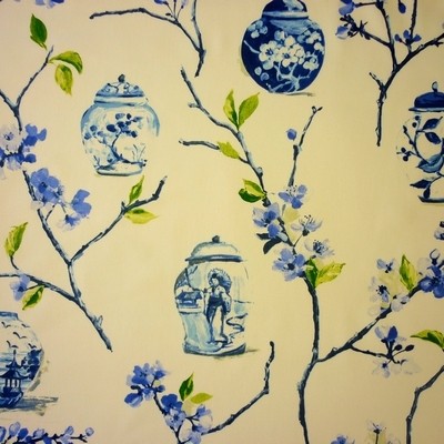 Ginger Jars Cobalt Fabric by Prestigious Textiles