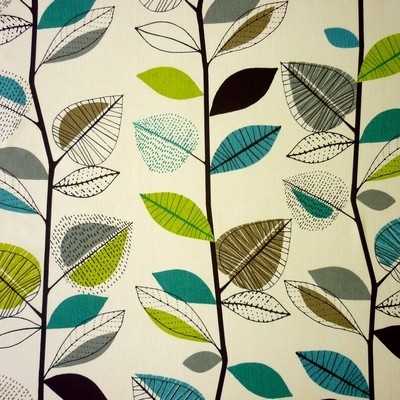 Autumn Leaves Teal Fabric by Prestigious Textiles