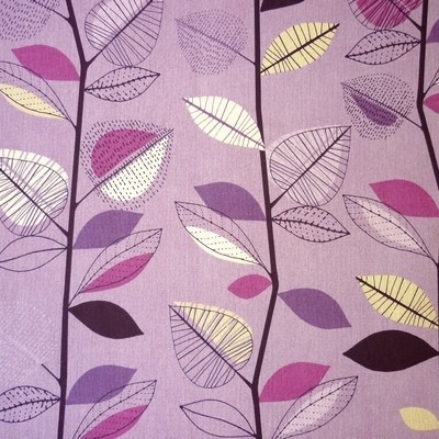 Autumn Leaves Damson Fabric by Prestigious Textiles