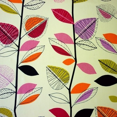 Autumn Leaves Amethyst Fabric by Prestigious Textiles