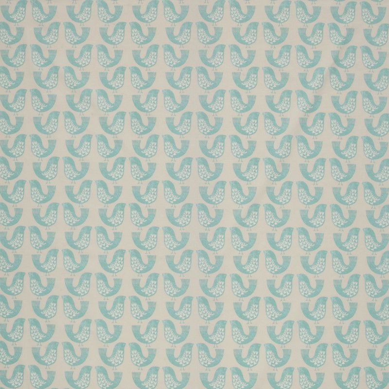 Scandi Birds Aqua Fabric by iLiv