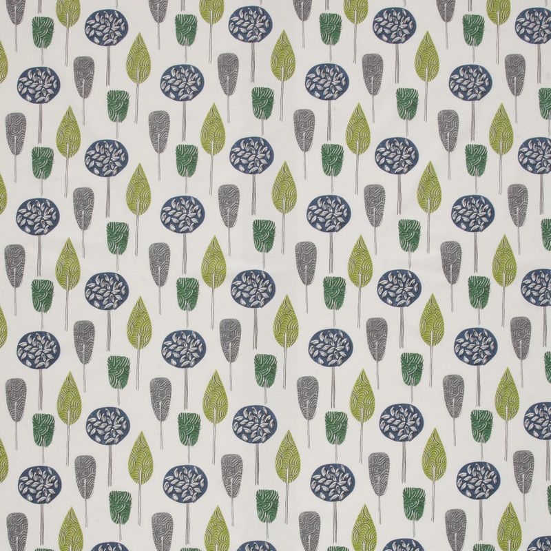 Scandi Trees Emerald Fabric by iLiv