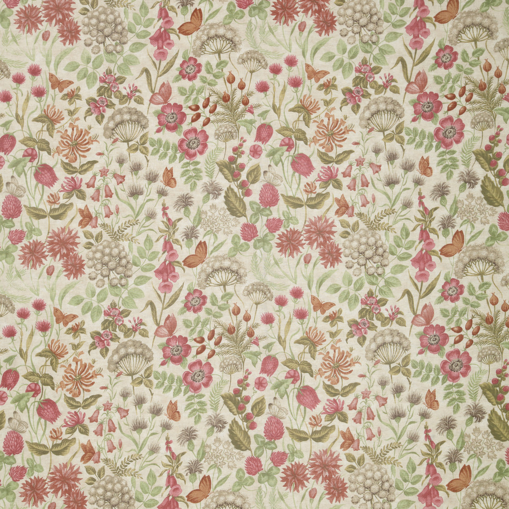 Field Flowers Rouge Fabric by iLiv