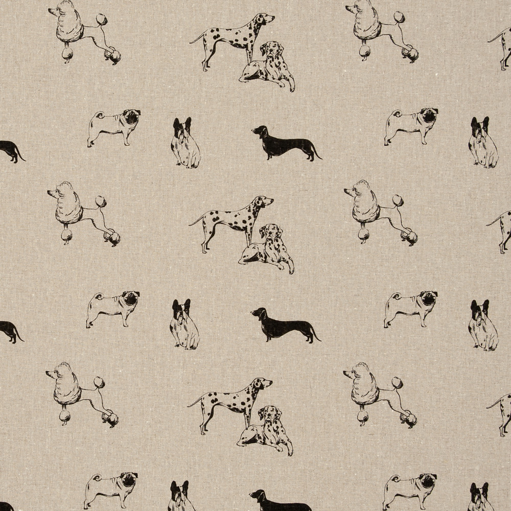 Pooches Noir Fabric by Clarke & Clarke