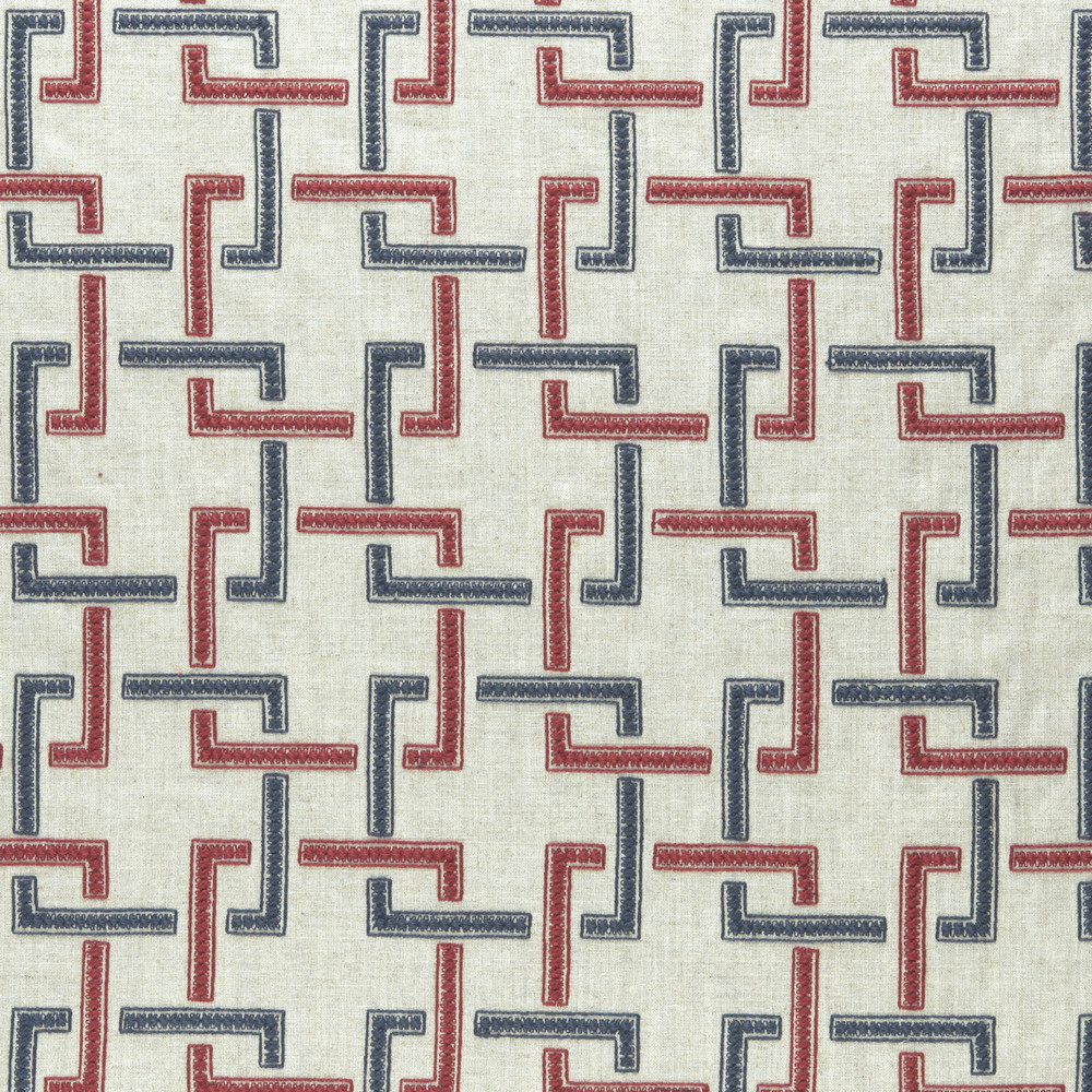 Sekai Indigo / Red Fabric by Clarke & Clarke