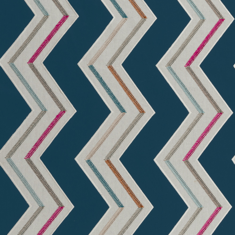 Antibes Indigo / Cerise Fabric by Clarke & Clarke