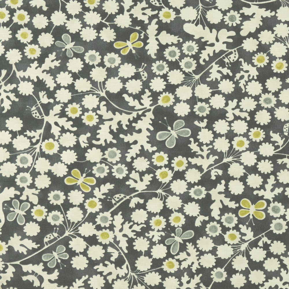 Berwick Trail Charcoal / Chartreuse Fabric by Clarke & Clarke