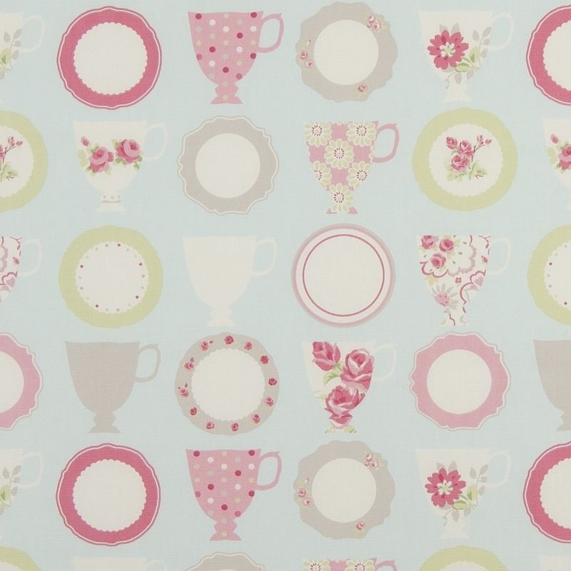 Teacups Duckegg Fabric by Studio G