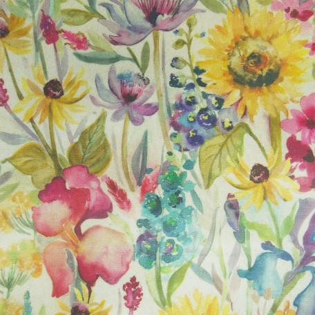 Sunflower Summer Linen Fabric by Voyage Decoration