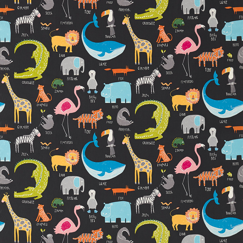 Animal Magic Tutti Frutti / Blackboard Fabric by Scion