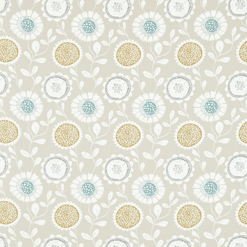 Anneke Honey / Chalk / Seaglass Fabric by Scion