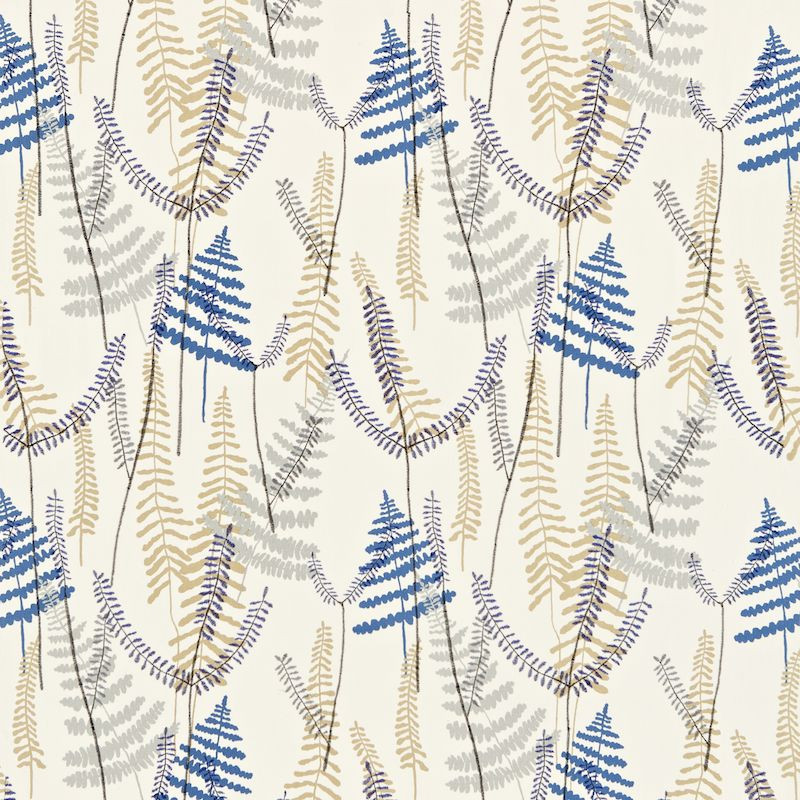 Athyrium Chalk Denim And Biscuit Fabric by Scion