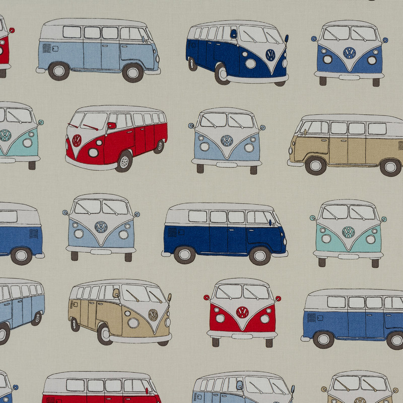 VW Campervans Blue Fabric by Fryetts