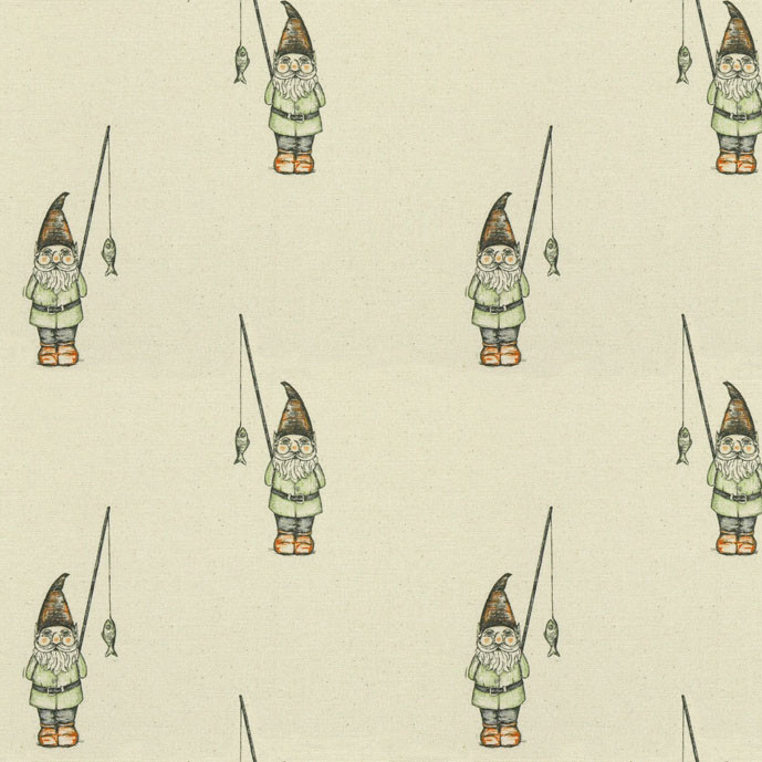 Garden Gnome Natural Fabric by Art Of The Loom