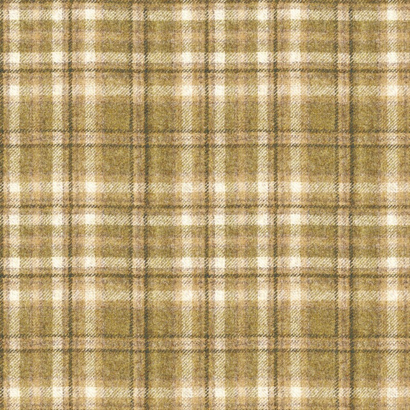 Harrogate Plaid Natural/Green Fabric by Art Of The Loom