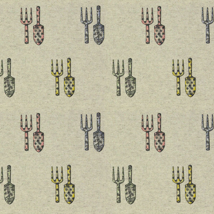 Trowel & Fork Linen Fabric by Art Of The Loom