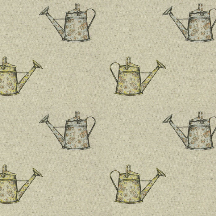 Watering Can Linen Fabric by Art Of The Loom