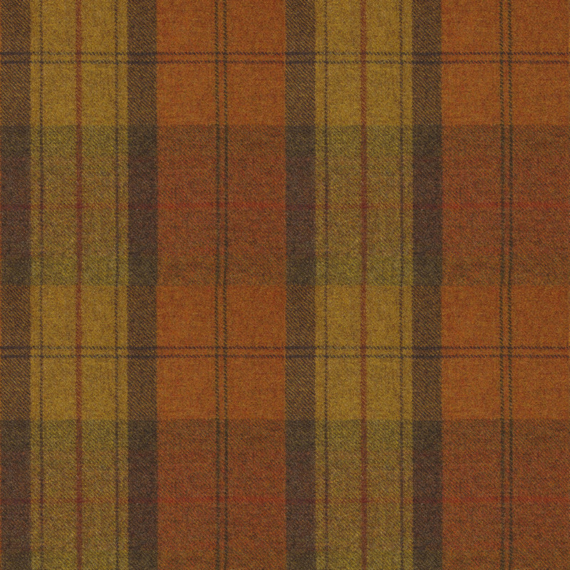 Wool Plaid Orange Marmalade Fabric by Art Of The Loom