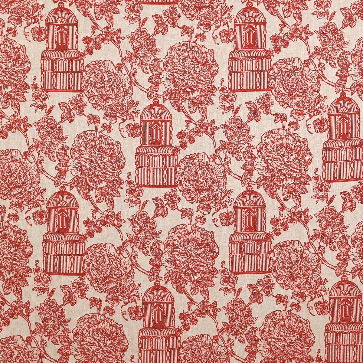 Toile De Jouy Rubis Fabric by Warwick