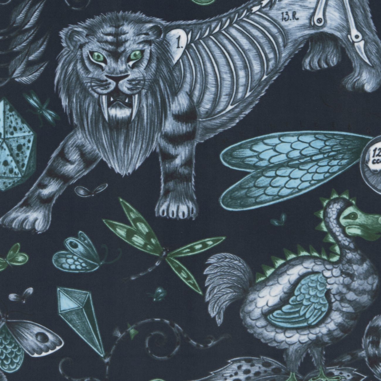 Extinct Navy Velvet Fabric by Clarke & Clarke