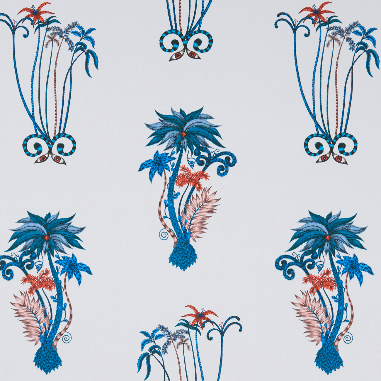 Jungle Palms Blue Fabric by Clarke & Clarke