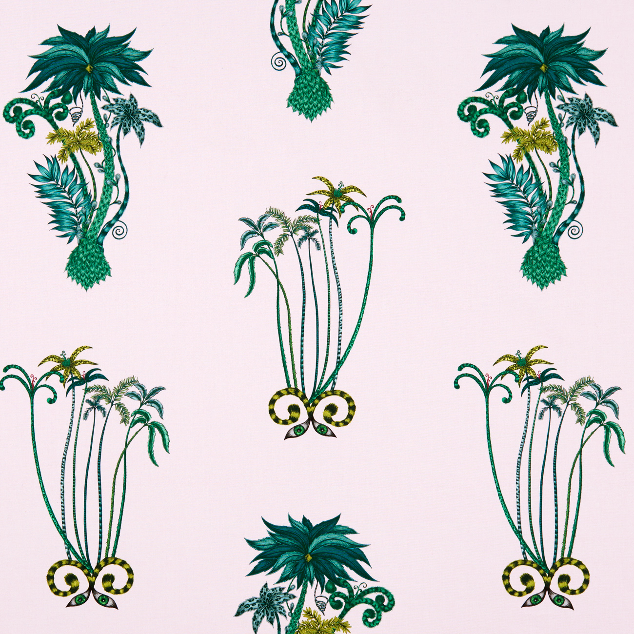 Jungle Palms Pink Fabric by Clarke & Clarke