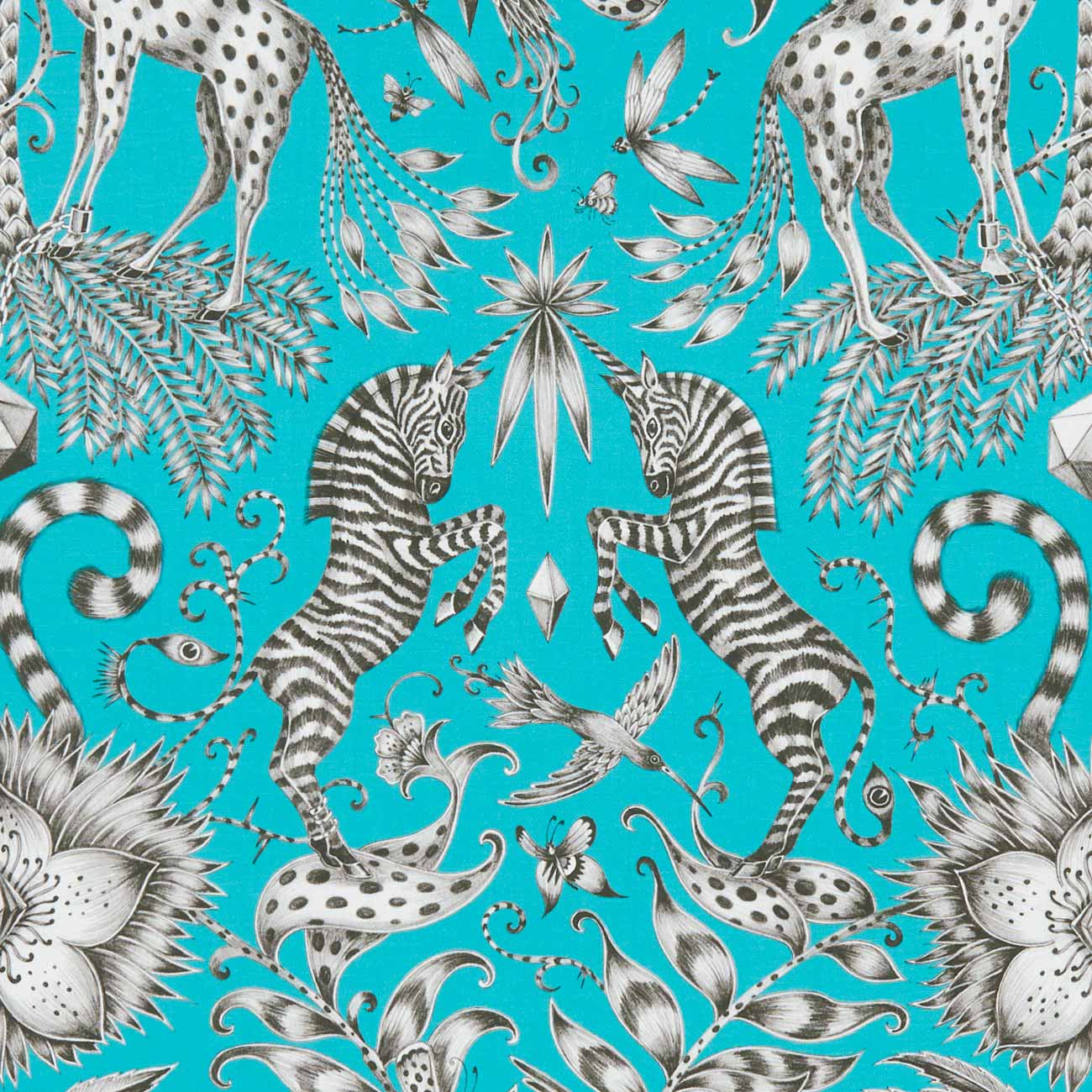 Kruger Teal Velvet Fabric by Clarke & Clarke