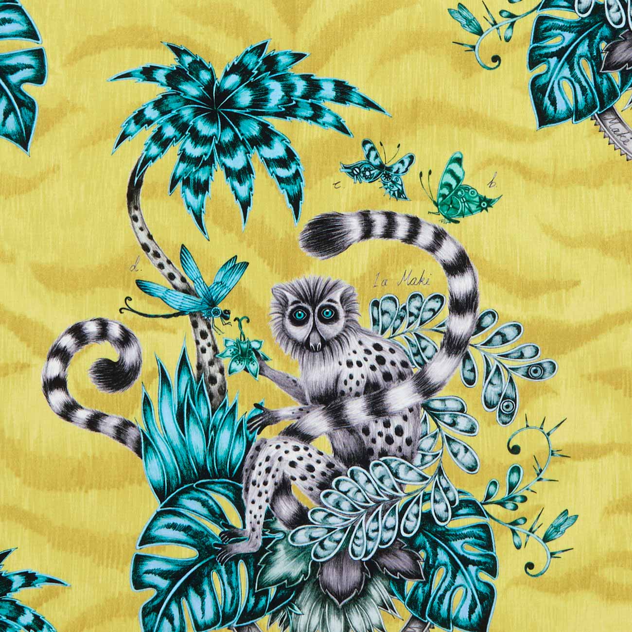 Lemur Lime Fabric by Clarke & Clarke