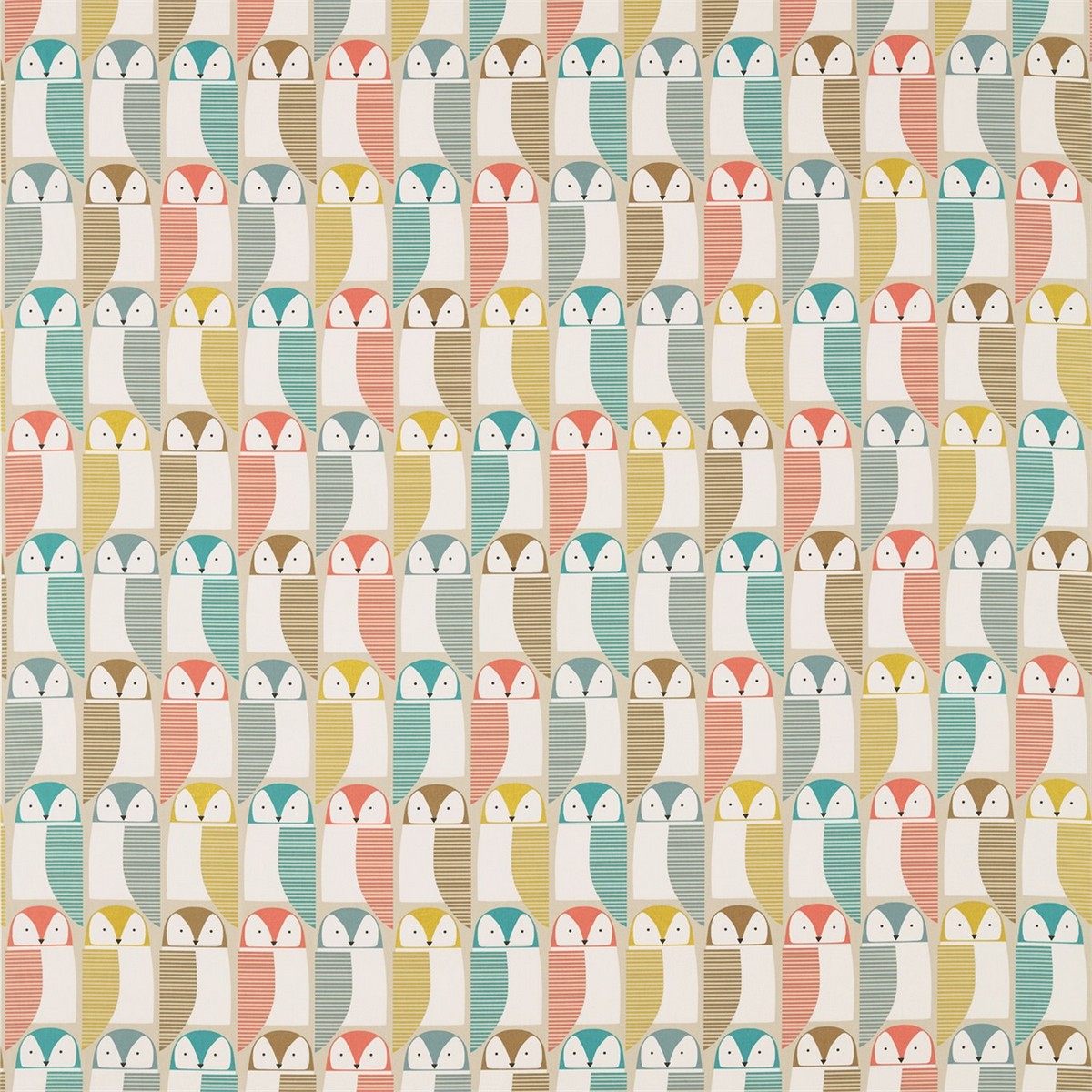 Barnie Owl Pink Grapefruit/Sunshine/Julep Fabric by Scion