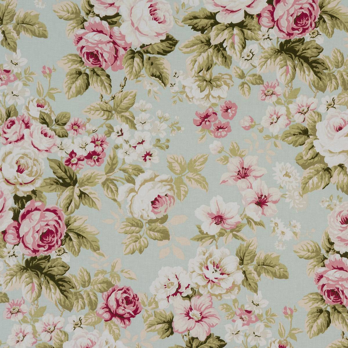 Cheltenham Duck Egg Fabric by Fryetts - Britannia Rose