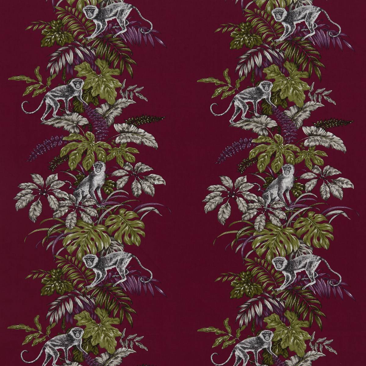 Monkeying Around Cranberry Fabric by iLiv