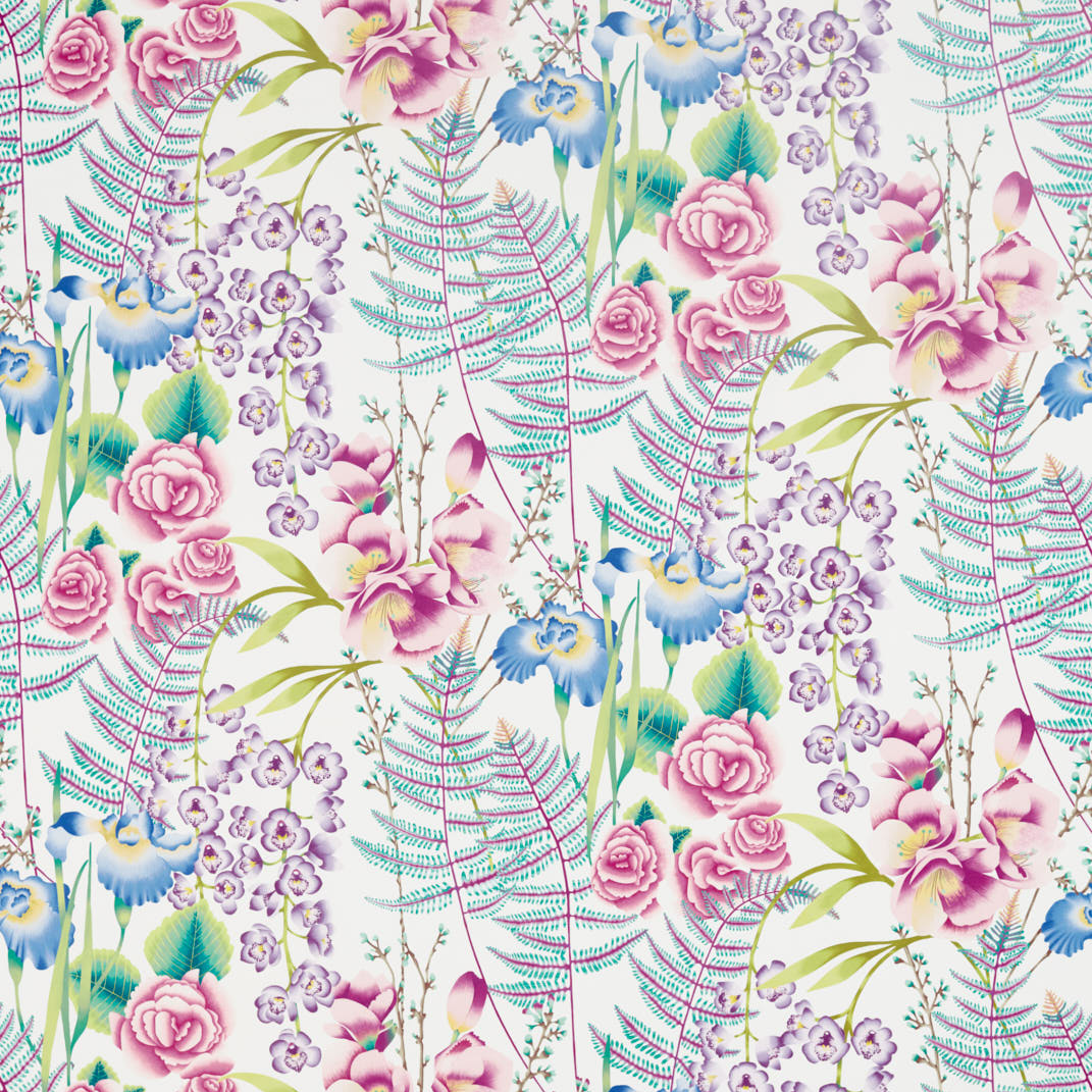 Amaryllis Cerise/Lagoon Fabric by Harlequin