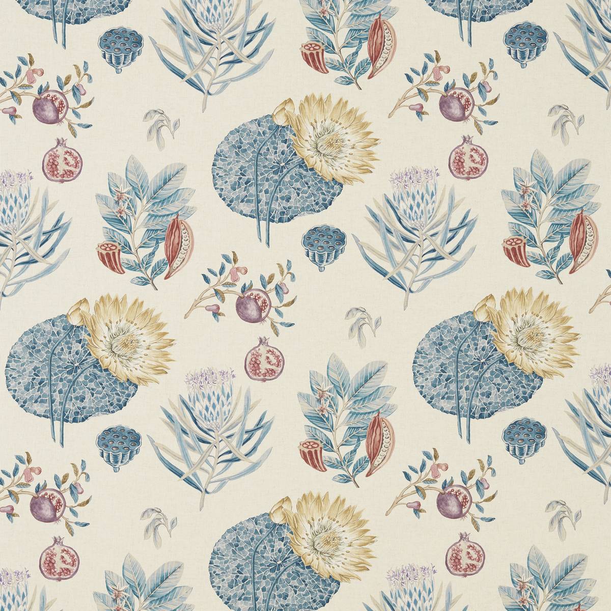 Lily Bank Ruby/Indigo Fabric by Sanderson