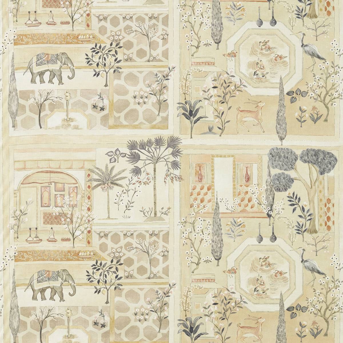 Sultans Garden Sepia/Amber Fabric by Sanderson
