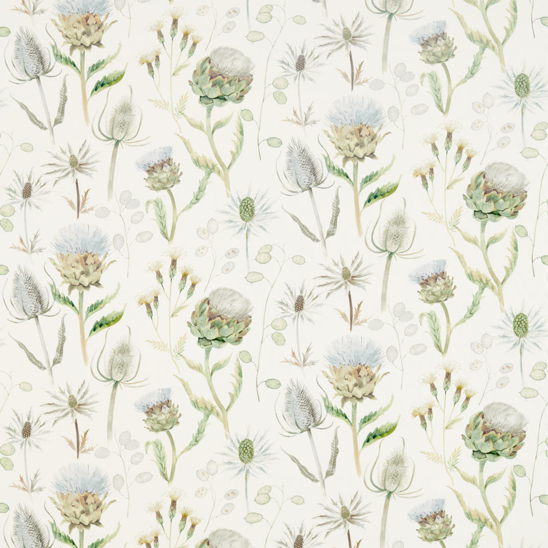 Thistle Garden Mist/Pebble Fabric by Sanderson