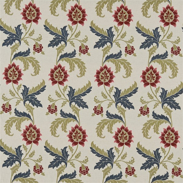 Evenlode Trail Indigo/Brick Fabric by William Morris & Co.