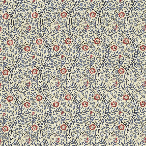 Sweet Briar Indigo/Red Fabric by William Morris & Co.