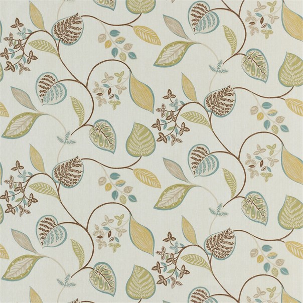 Samara Aquamarine Coffee Meadow and Neutral Fabric by Harlequin