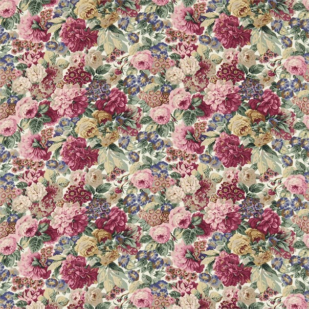 Rose & Peony Red Cotton Fabric by Sanderson