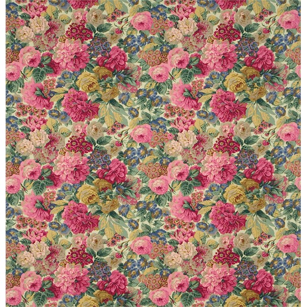 Rose & Peony Red Linen Fabric by Sanderson