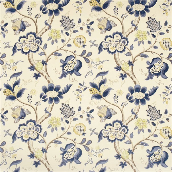 Roslyn Indigo/Gold Fabric by Sanderson