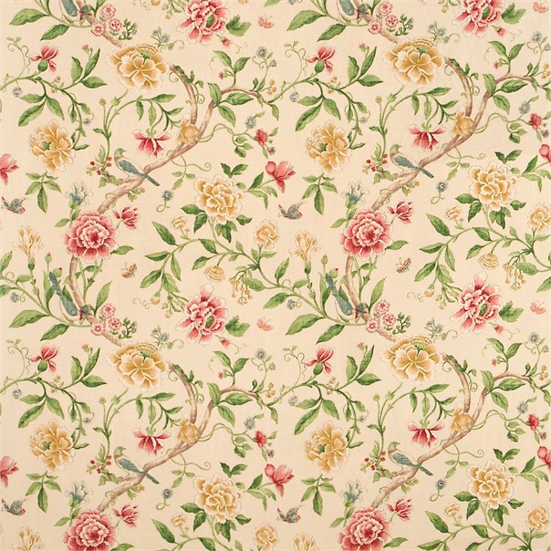 Porcelain Garden Red/Beige Fabric by Sanderson