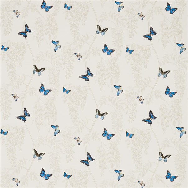 Wisteria & Butterfly Cobalt/Chalk Fabric by Sanderson