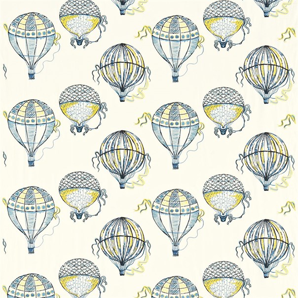 Beautiful Balloons Cobalt/Yellow Fabric by Sanderson