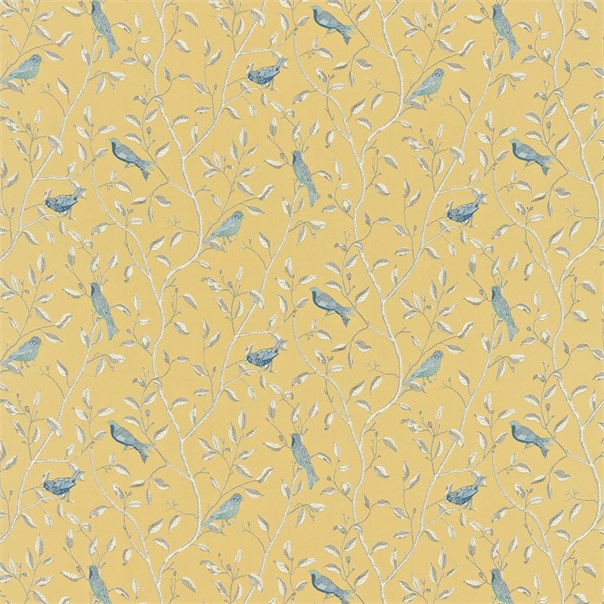 Finches Yellow Fabric by Sanderson