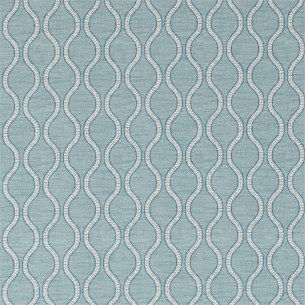 Ogee Stripe Aqua/Gold Fabric by Sanderson