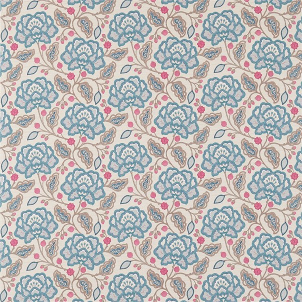 Magnolia Garden Teal/Rose Fabric by Sanderson