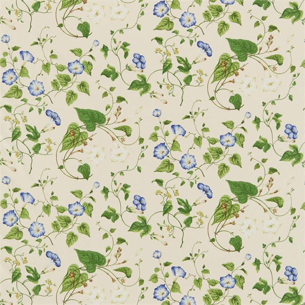 Moonflower Ivory/Green Fabric by Sanderson